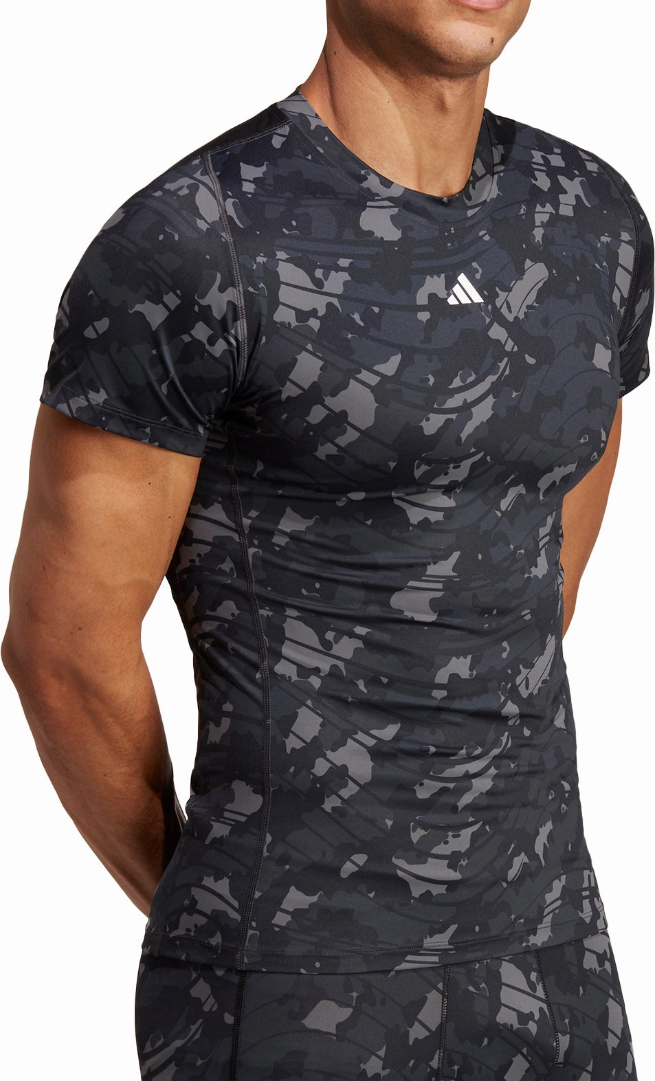 WaterRepellentFinish adidas Tech Fit Short Sleeve Mens Training Top - Black