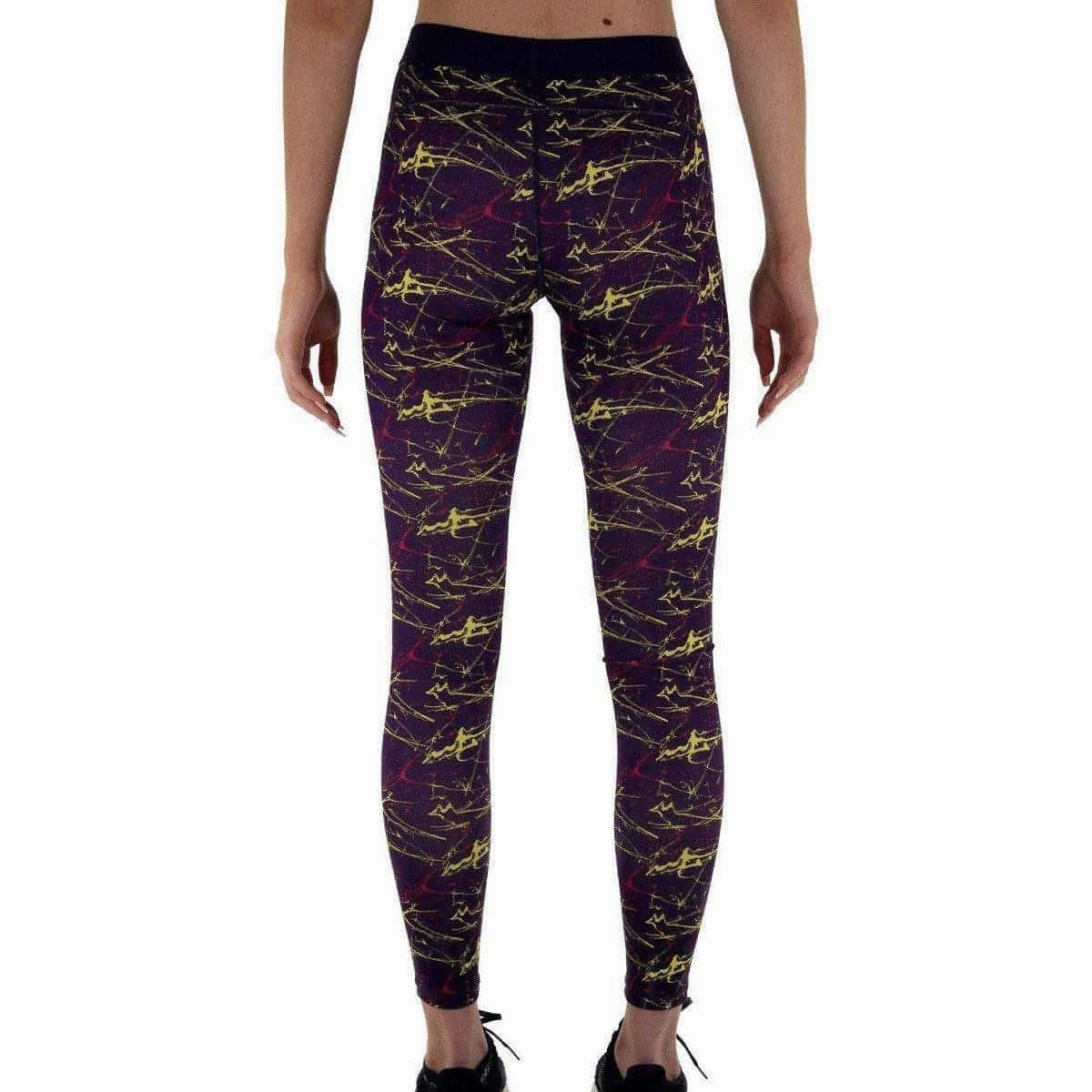More Mile Go For It Printed Womens Long Running Tights - Purple Functional Wear