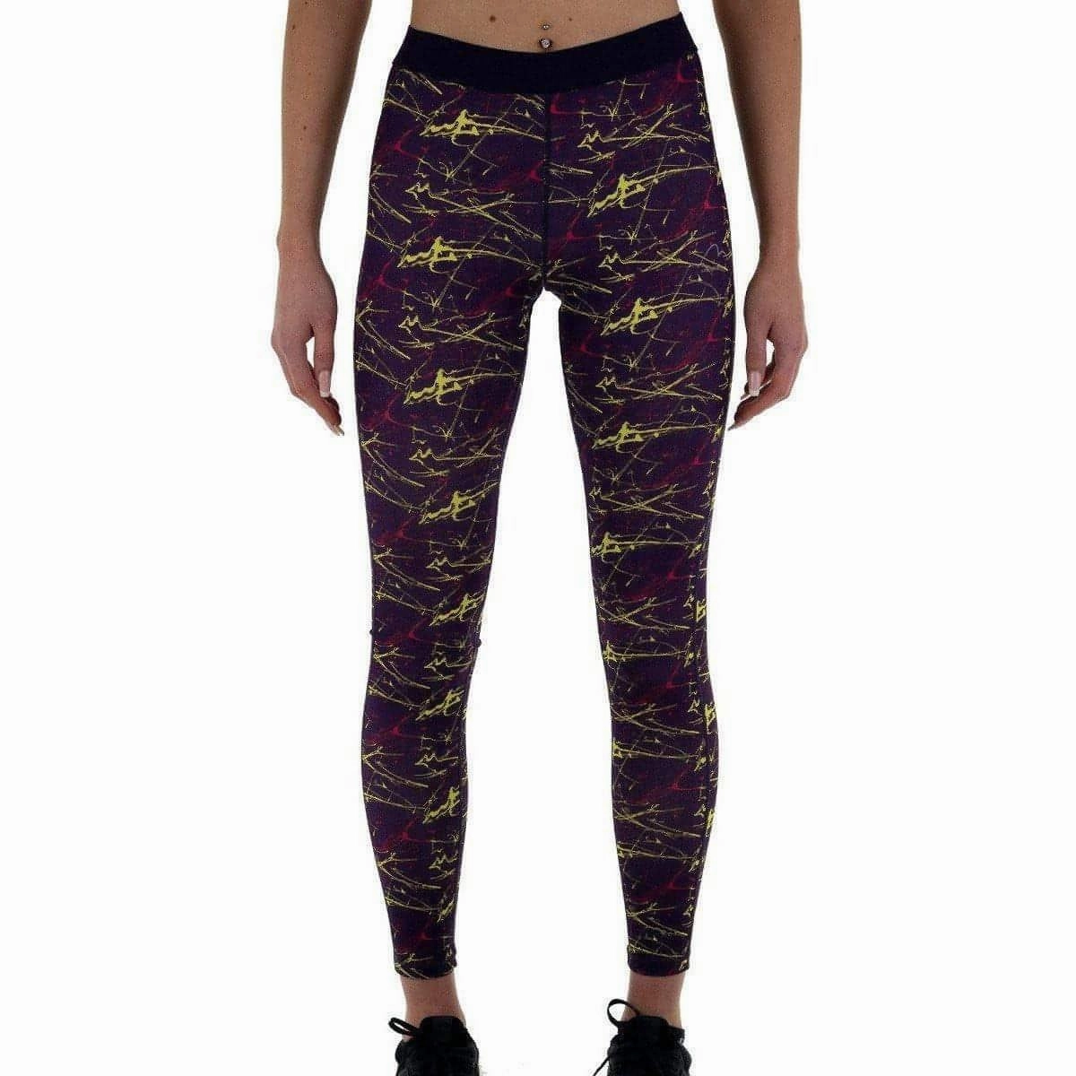 Cardio Soft to touch More Mile Go For It Printed Womens Long Running Tights - Purple