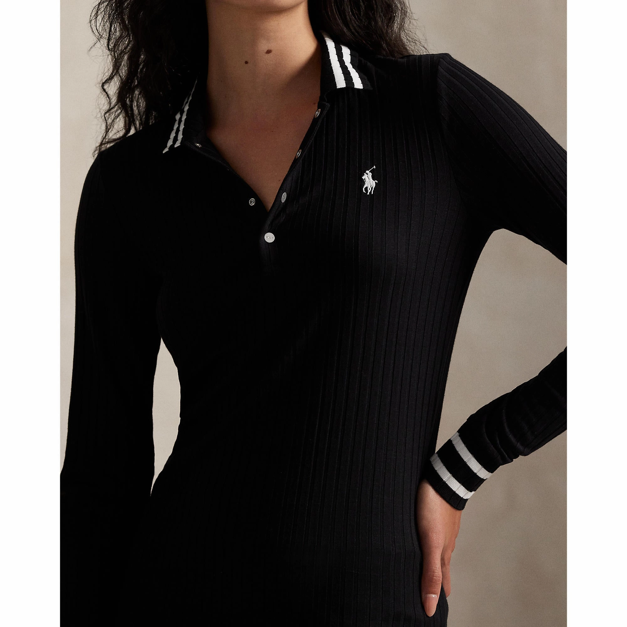 Casual Friday RLX Ralph Lauren Women's Rib Knit Long Sleeve Golf Shirt - Polo Black