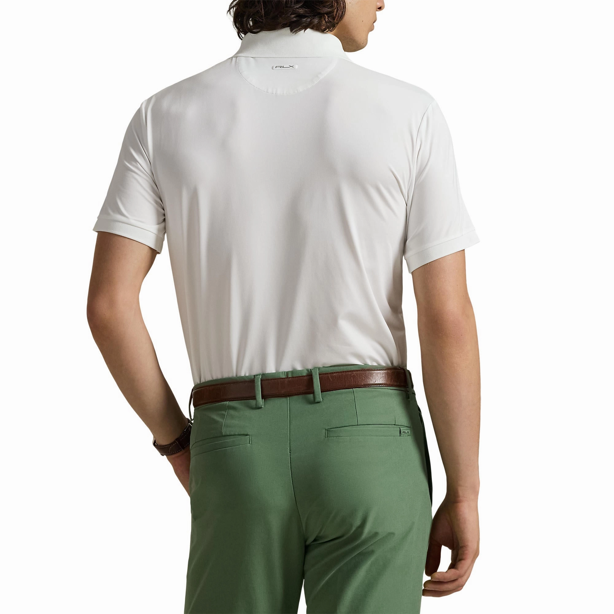Moisture wicking Interlock Cotton RLX Ralph Lauren Tailored Fit Lightweight Airflow Golf Polo Shirt - Ceramic White