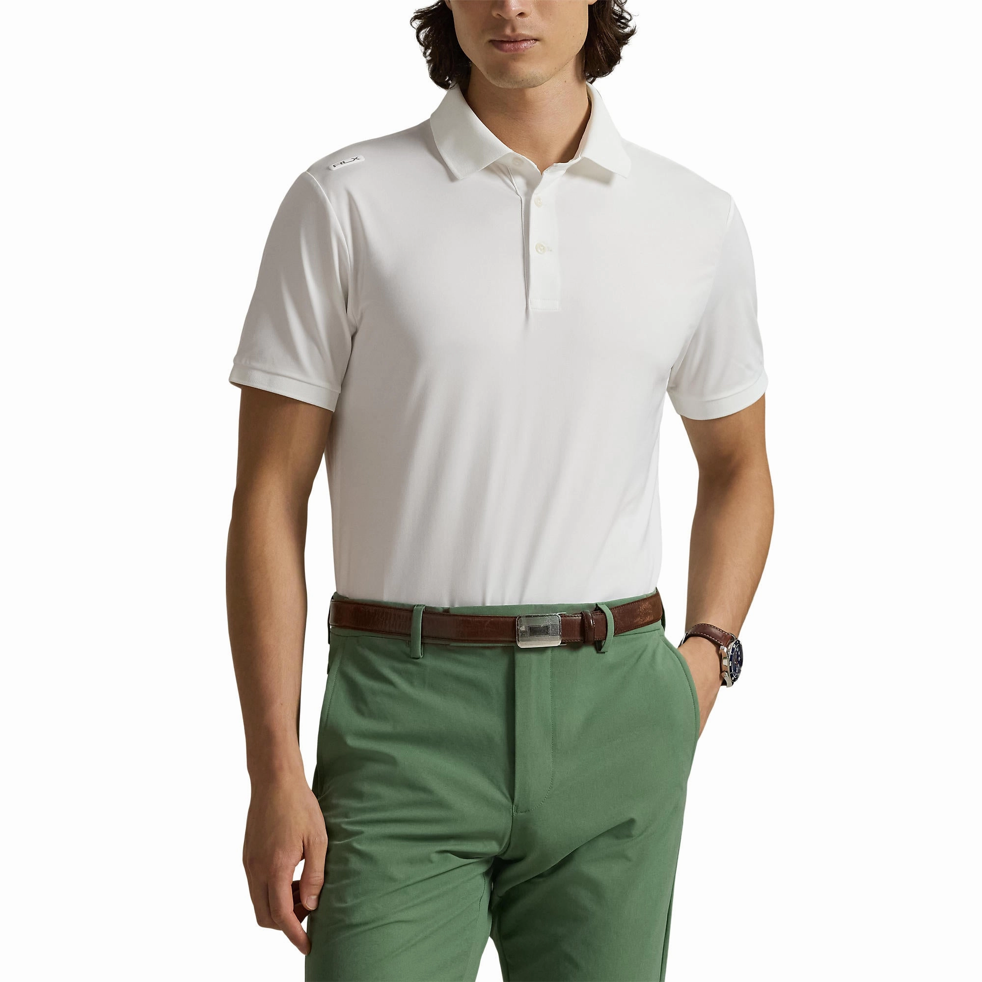 Urban Chic Golf Style RLX Ralph Lauren Tailored Fit Lightweight Airflow Golf Polo Shirt - Ceramic White