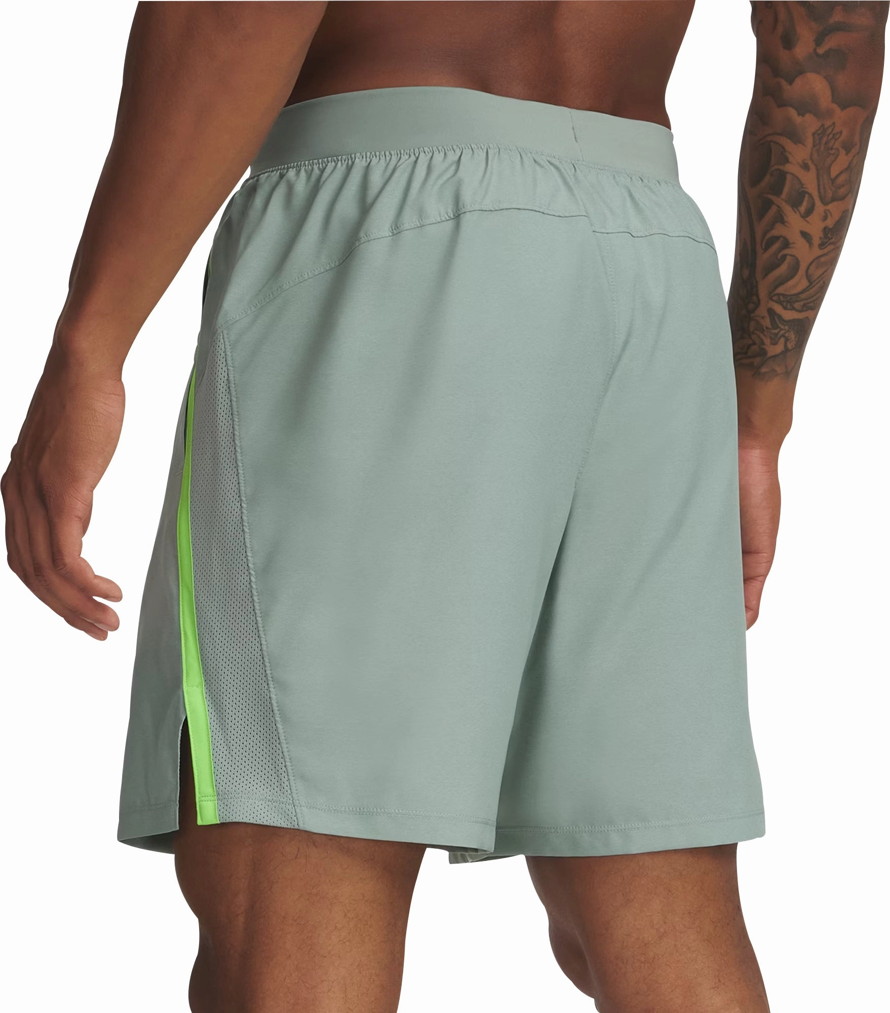 Under Armour Launch 7 Inch Mens Running Shorts - Green Anti Static Fabric