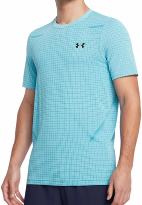 London Edge Under Armour Seamless Grid Short Sleeve Mens Training Top - Blue