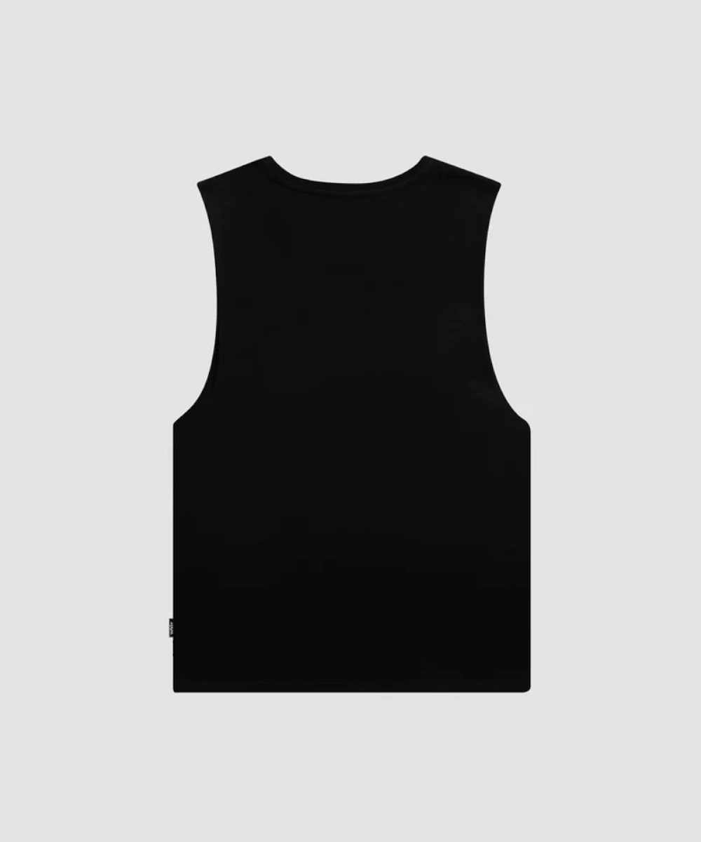 WNDRR High Roll Muscle Top (Black) Smooth Edge Binding Lake Mood