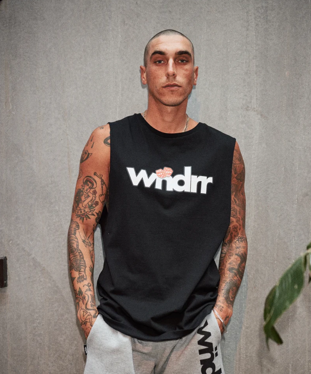 TumbleDry Safe WNDRR High Roll Muscle Top (Black)
