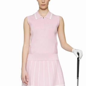 Retro Vibe Sporty Elegance J.Lindeberg Women's Ramona Sleeveless Knitted Golf Polo Shirt - Nosegrey