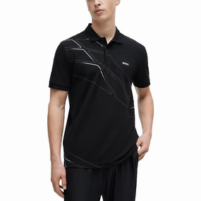 Moisture wicking BOSS Paddy 3 Golf Shirt - Black