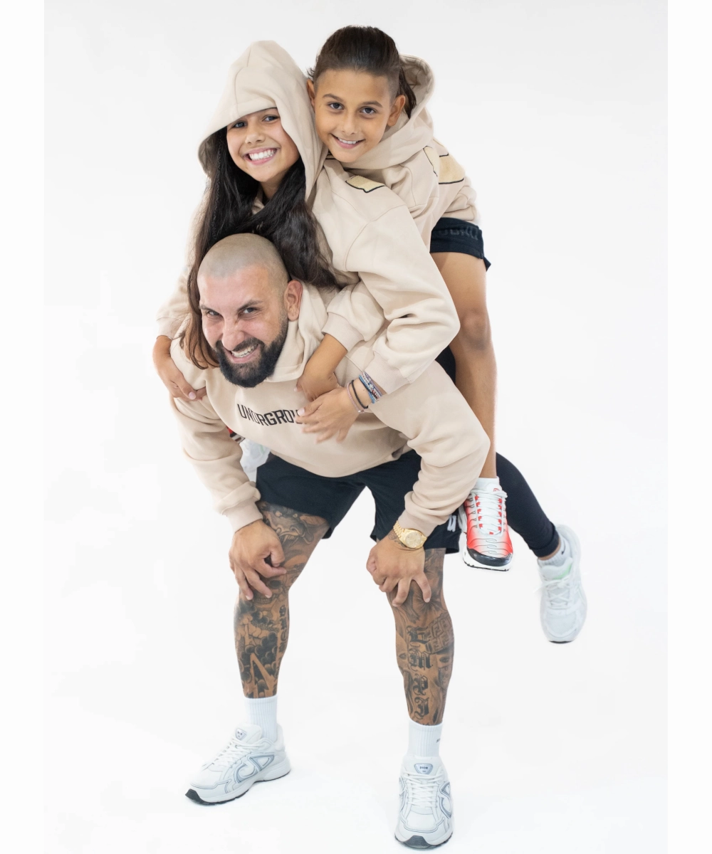 UNDRGROUND Kids ??Moving In Silence?? Hoodie (Tan/Black) EasyAdjustment