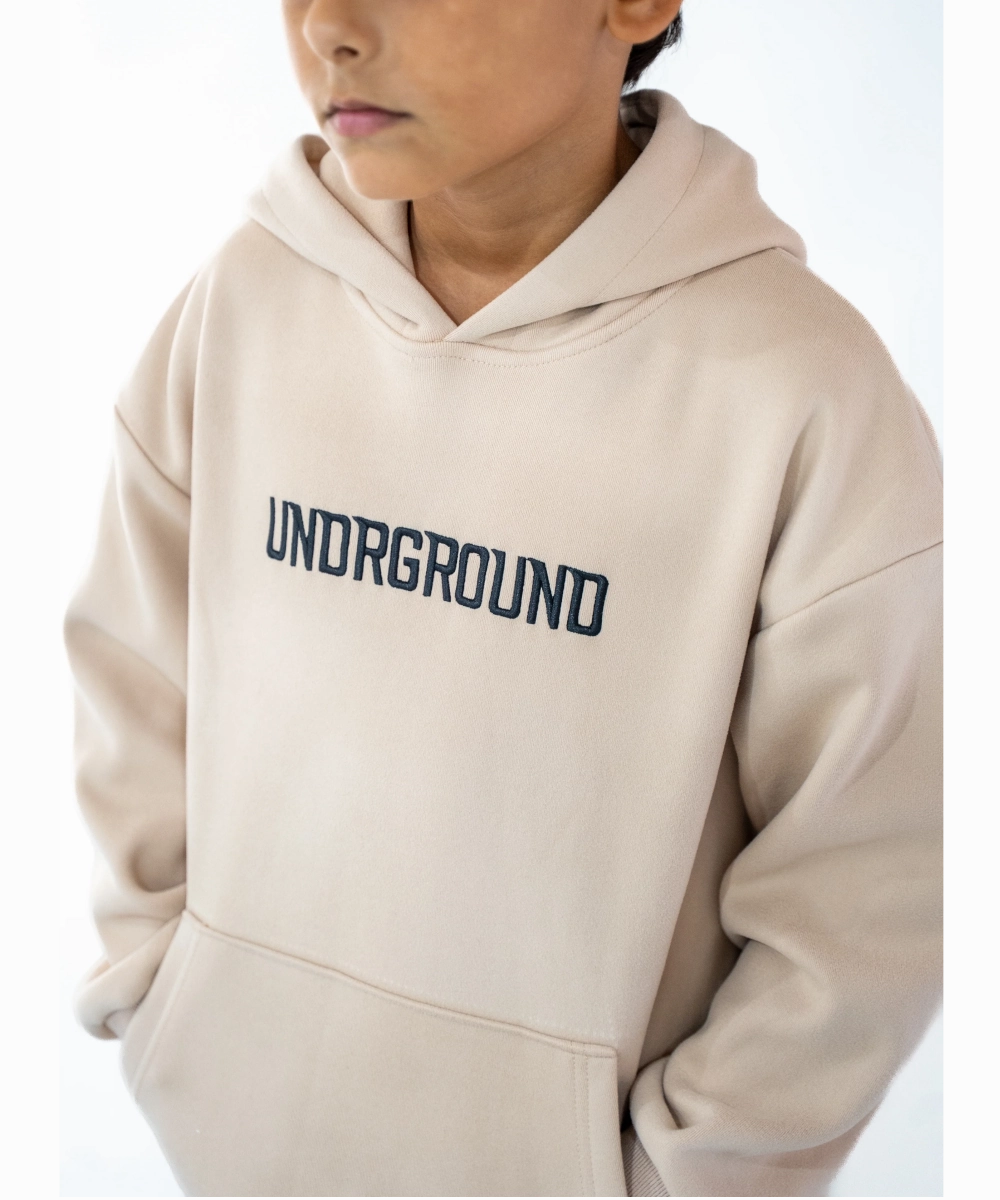 AntiOdor Fabric Metal Core UNDRGROUND Kids ??Moving In Silence?? Hoodie (Tan/Black)