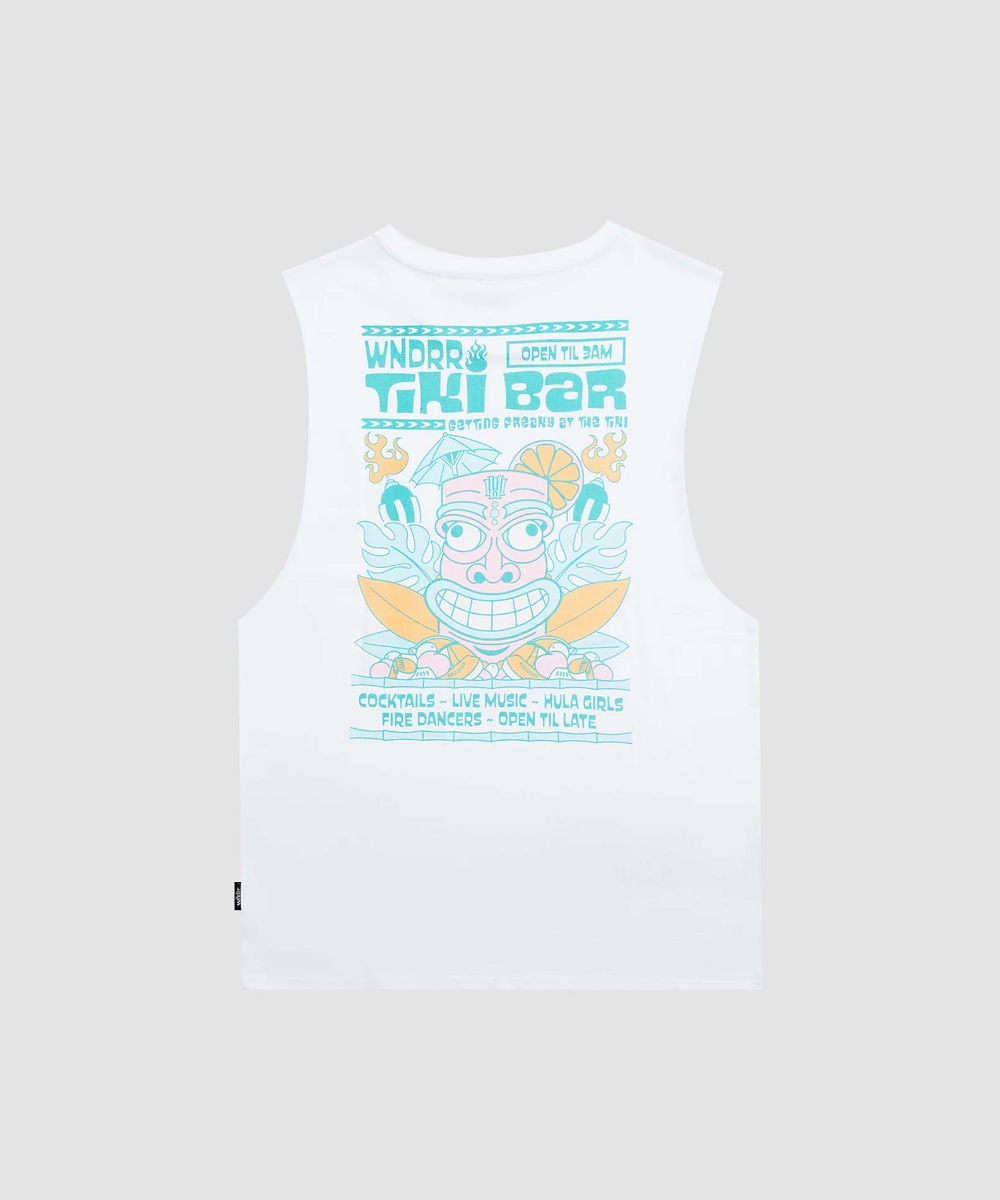AntiPillingFabric WNDRR Tiki Bar Muscle Top (White)