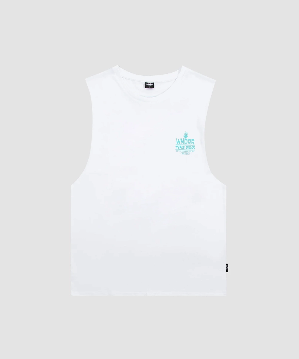 Road Soul StretchableFabric WNDRR Tiki Bar Muscle Top (White)