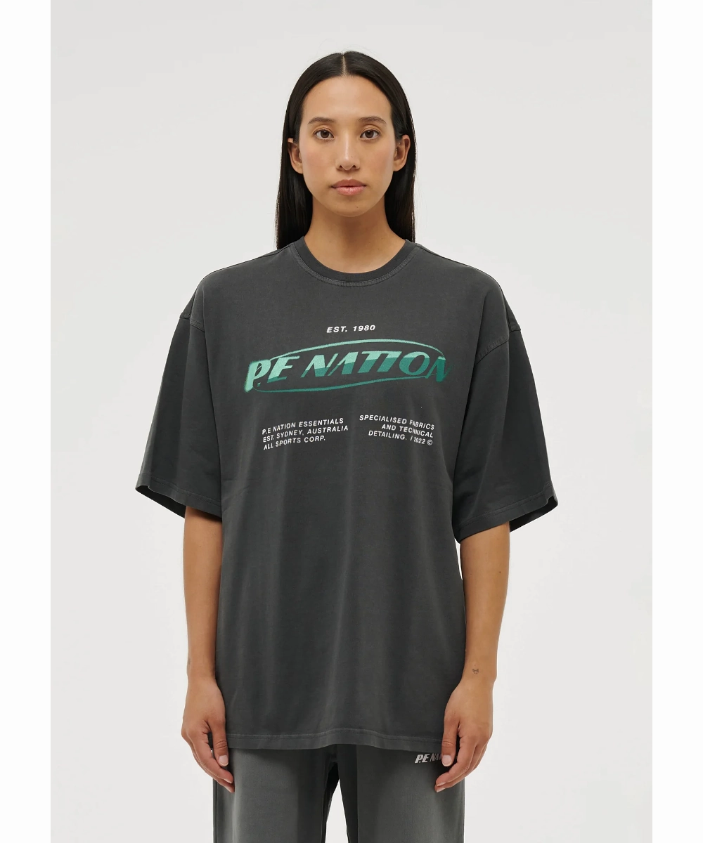 Layered Paneling Farm Glow P.E Nation Two Pointer Tee (Washed Dark Shadow)
