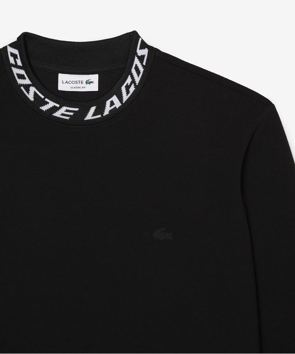 Breathable fabric LowMaintenanceMaterial Lacoste Active Double Face Logo Neck Sweater (Black)