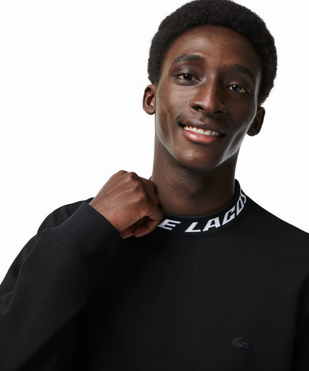 Lacoste Active Double Face Logo Neck Sweater (Black) FadeResistant Dye StretchableFabric