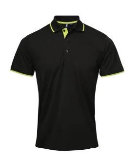 CompressionKnit Contrast Coolchecker Polo | BLACK/LIME