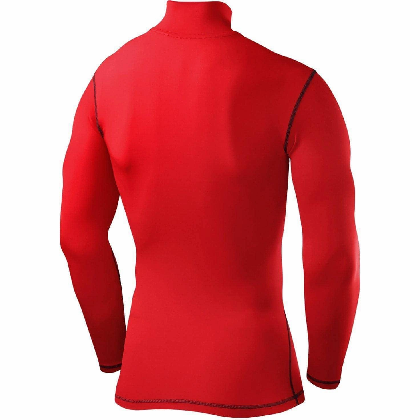 UV - Protected TCA PowerLayer Long Sleeve Mock Mens Compression Top - Red