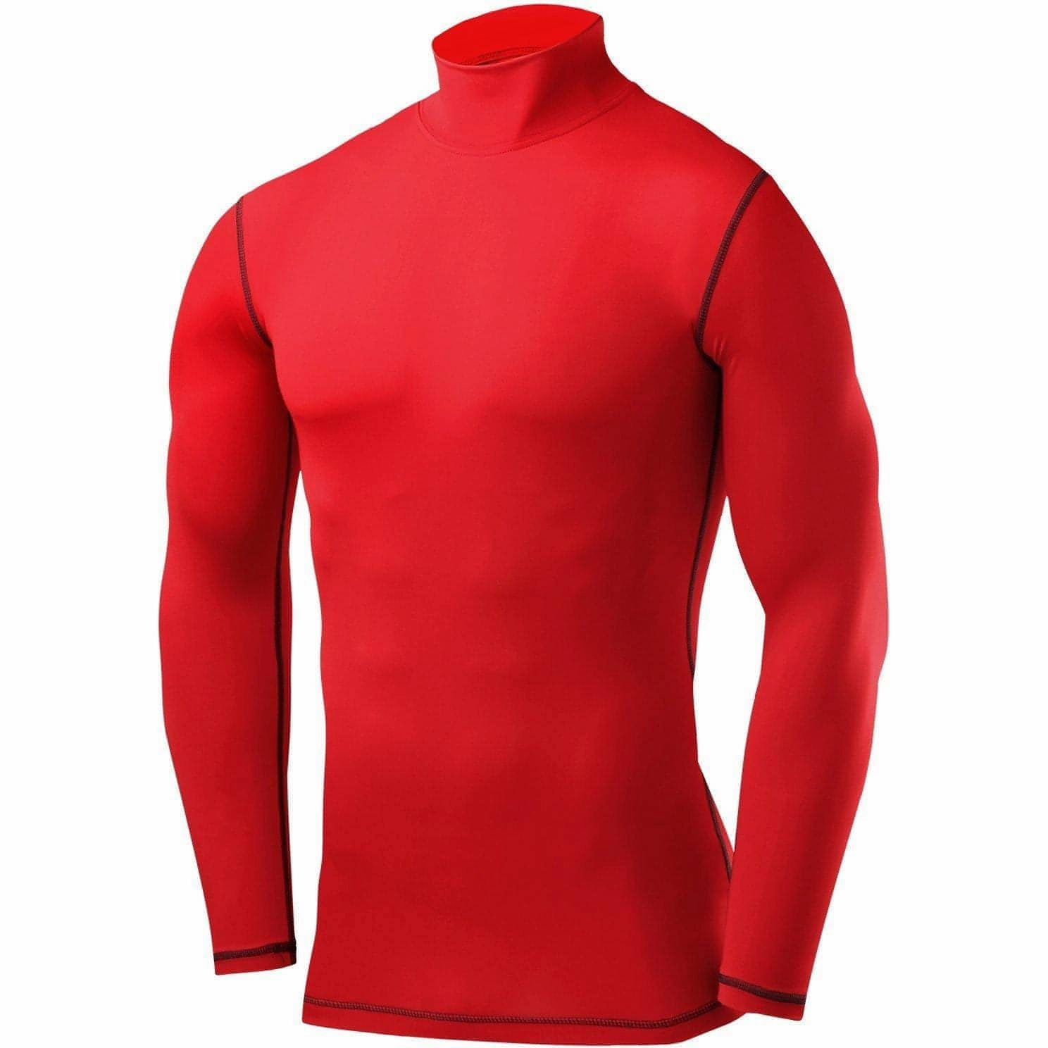 TCA PowerLayer Long Sleeve Mock Mens Compression Top - Red Retirement gift