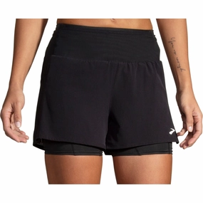 Breathable fabric Brooks 3 Inch High Point 2.0 2 In 1 Womens Running Shorts - Black