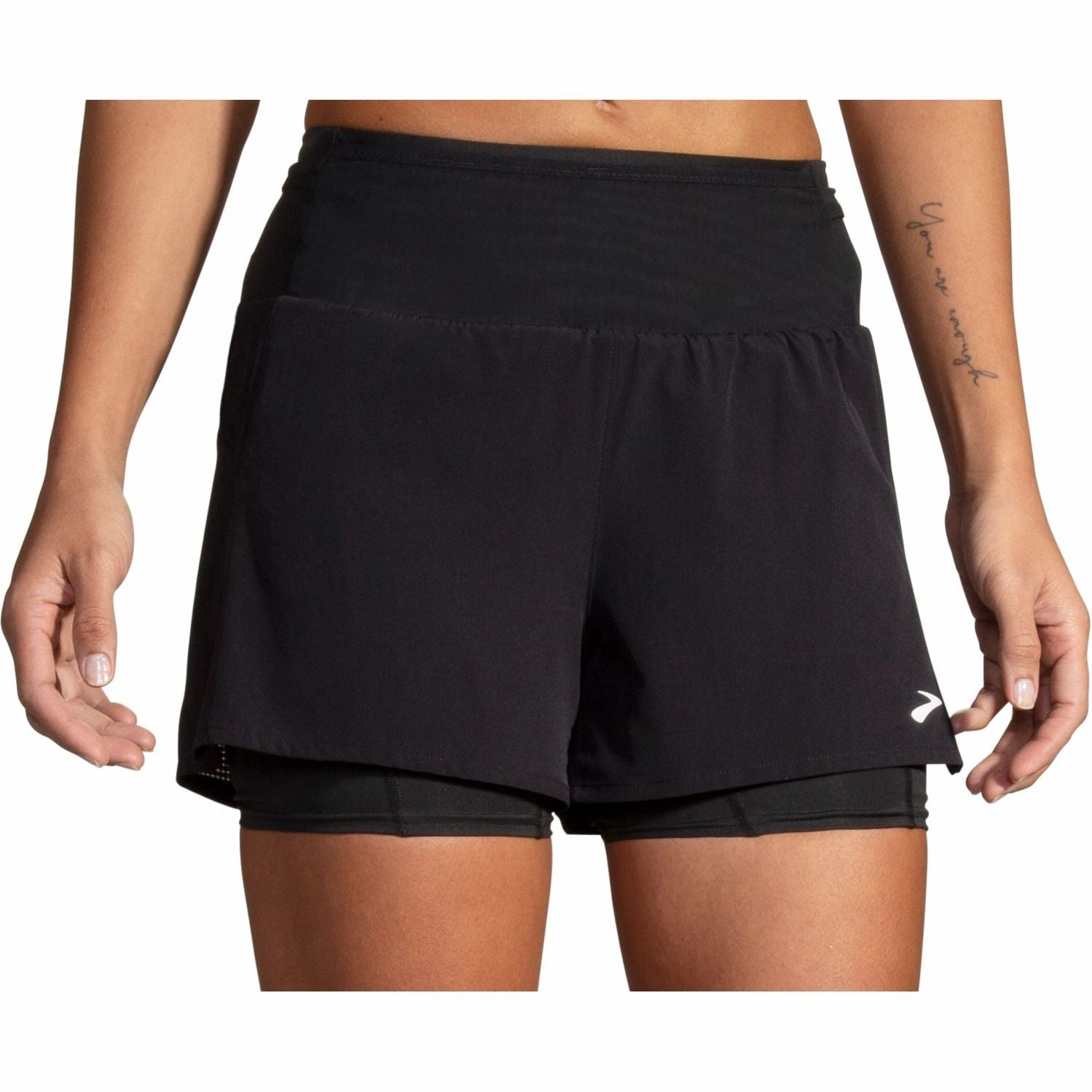 Unisex Performance Brooks 3 Inch High Point 2.0 2 In 1 Womens Running Shorts - Black