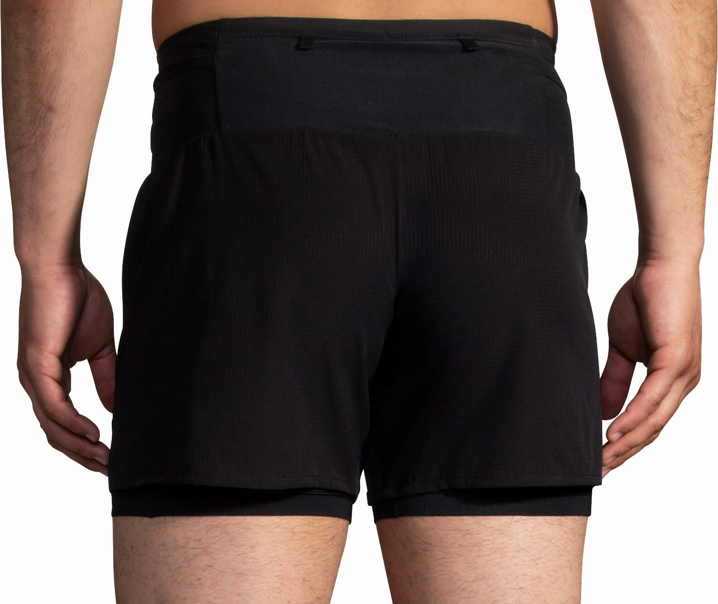 kids' style Quick Release Fasteners Brooks 5 Inch High Point 2.0 2 In 1 Mens Running Shorts - Black