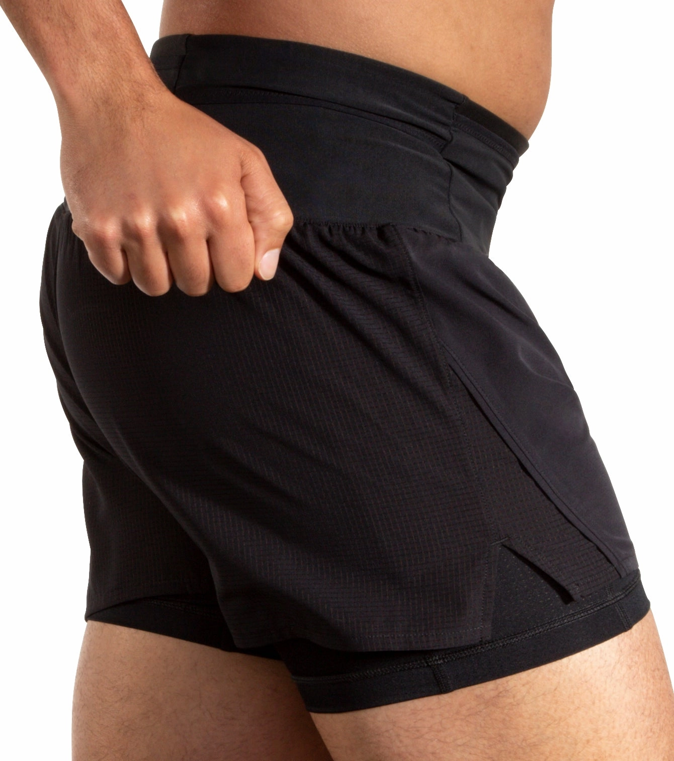Brooks 5 Inch High Point 2.0 2 In 1 Mens Running Shorts - Black Functional Design