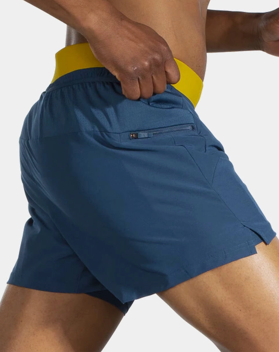 baseball Brooks 5 Inch Sherpa 2 In 1 Mens Running Shorts - Blue