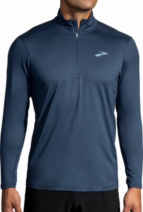 moisture - wicking Theatre Brooks Dash 2.0 Half Zip Long Sleeve Mens Running Top - Blue