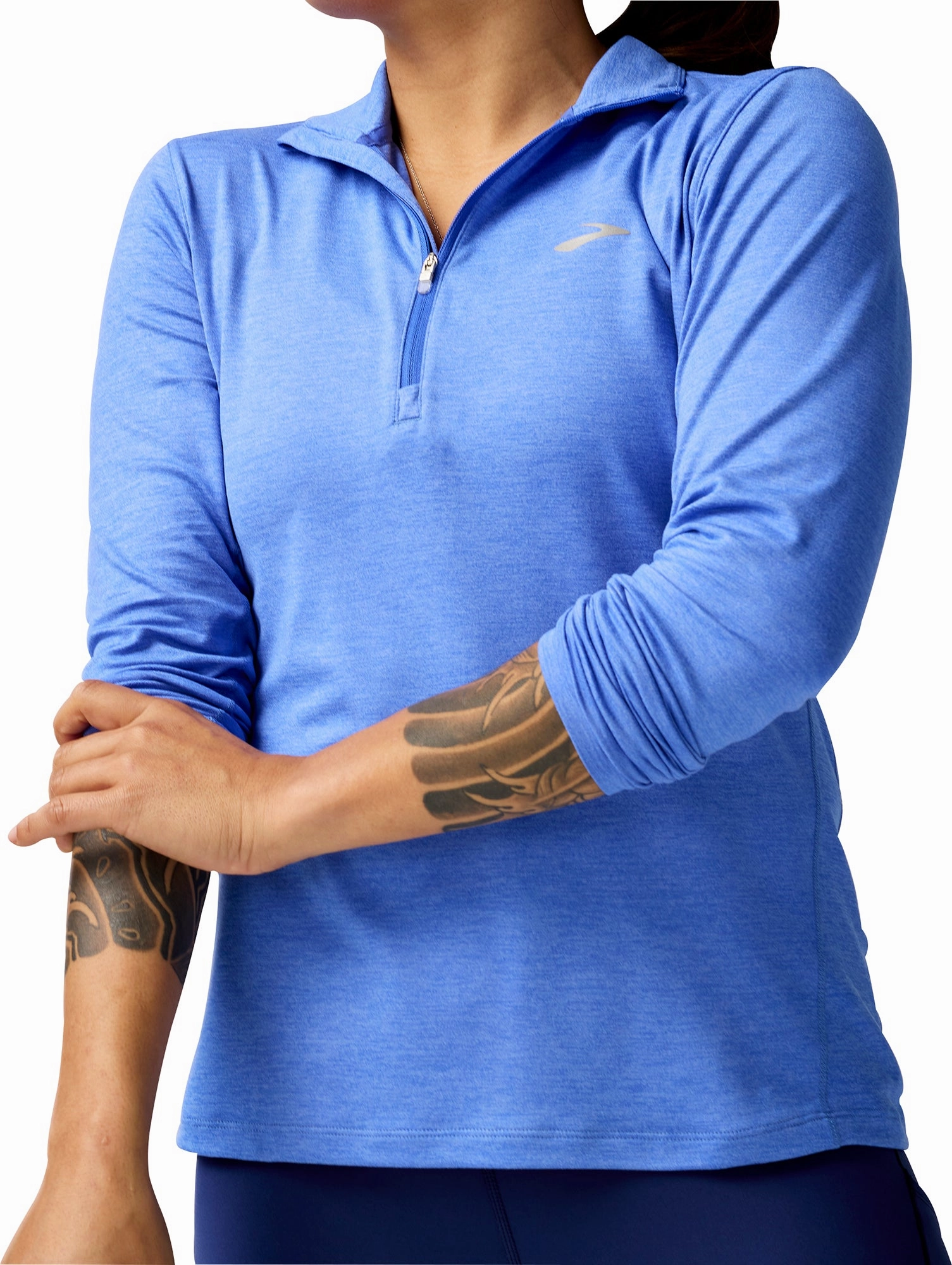 Lightweight feature Travel Wear Brooks Dash 2.0 Half Zip Long Sleeve Womens Running Top - Blue