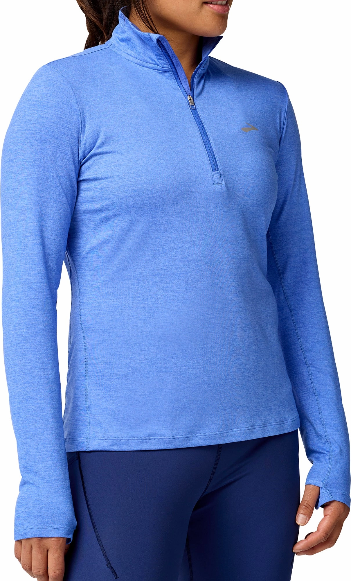 Summer Wear Mild Weather Brooks Dash 2.0 Half Zip Long Sleeve Womens Running Top - Blue