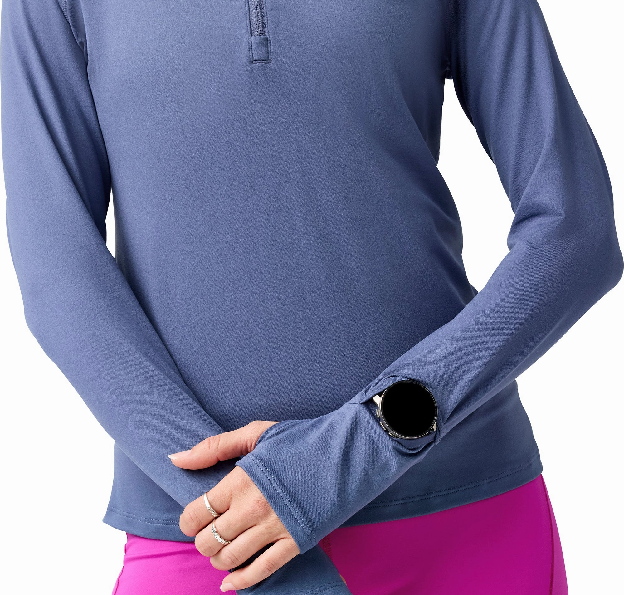 Brooks Dash 3.0 Half Zip Long Sleeve Womens Running Top - Blue Silky Checked Pattern