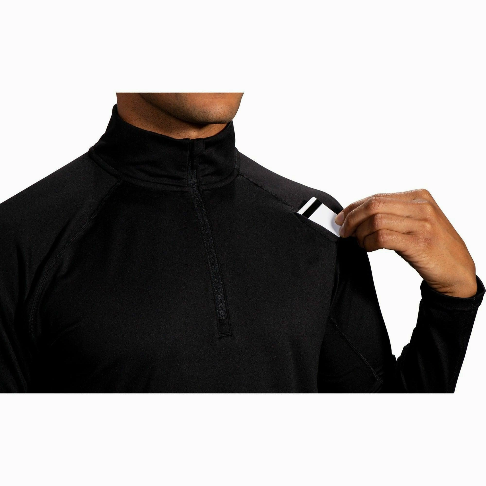 Brooks Dash Half Zip Long Sleeve Mens Running Top - Black Yoga - wear