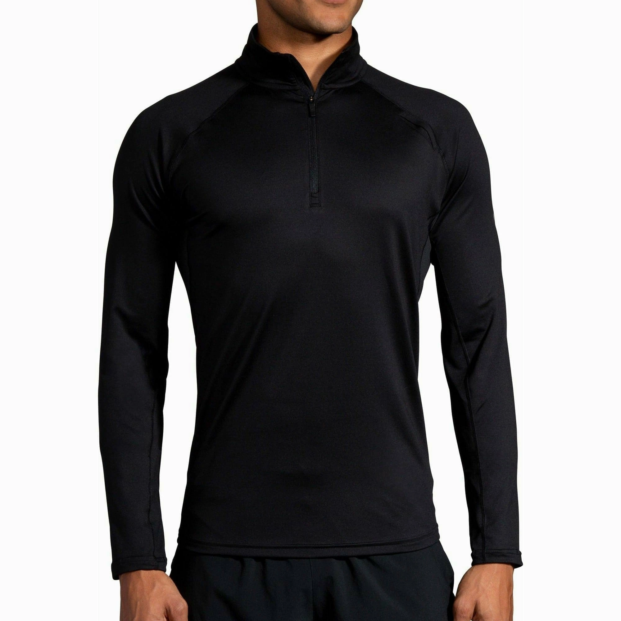 Easy Care Knit Fabric Brooks Dash Half Zip Long Sleeve Mens Running Top - Black