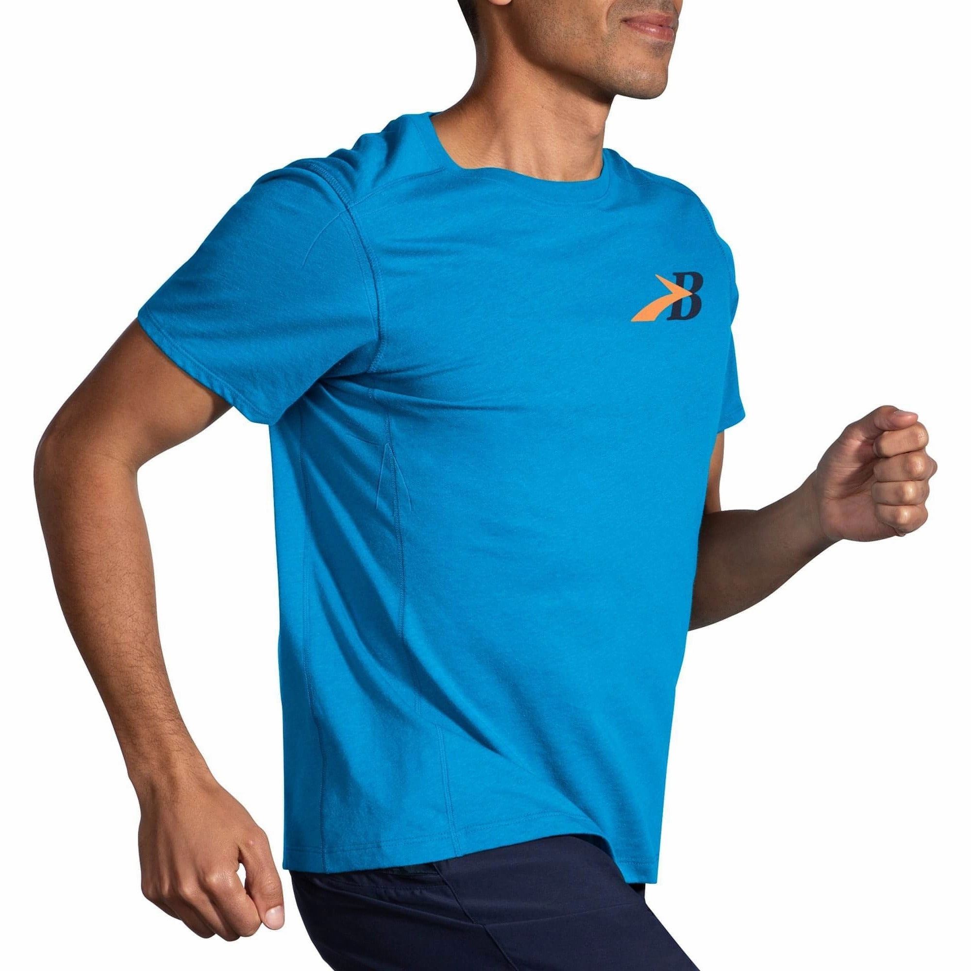Brooks Distance 2.0 Short Sleeve Mens Running Top - Blue Simple Style