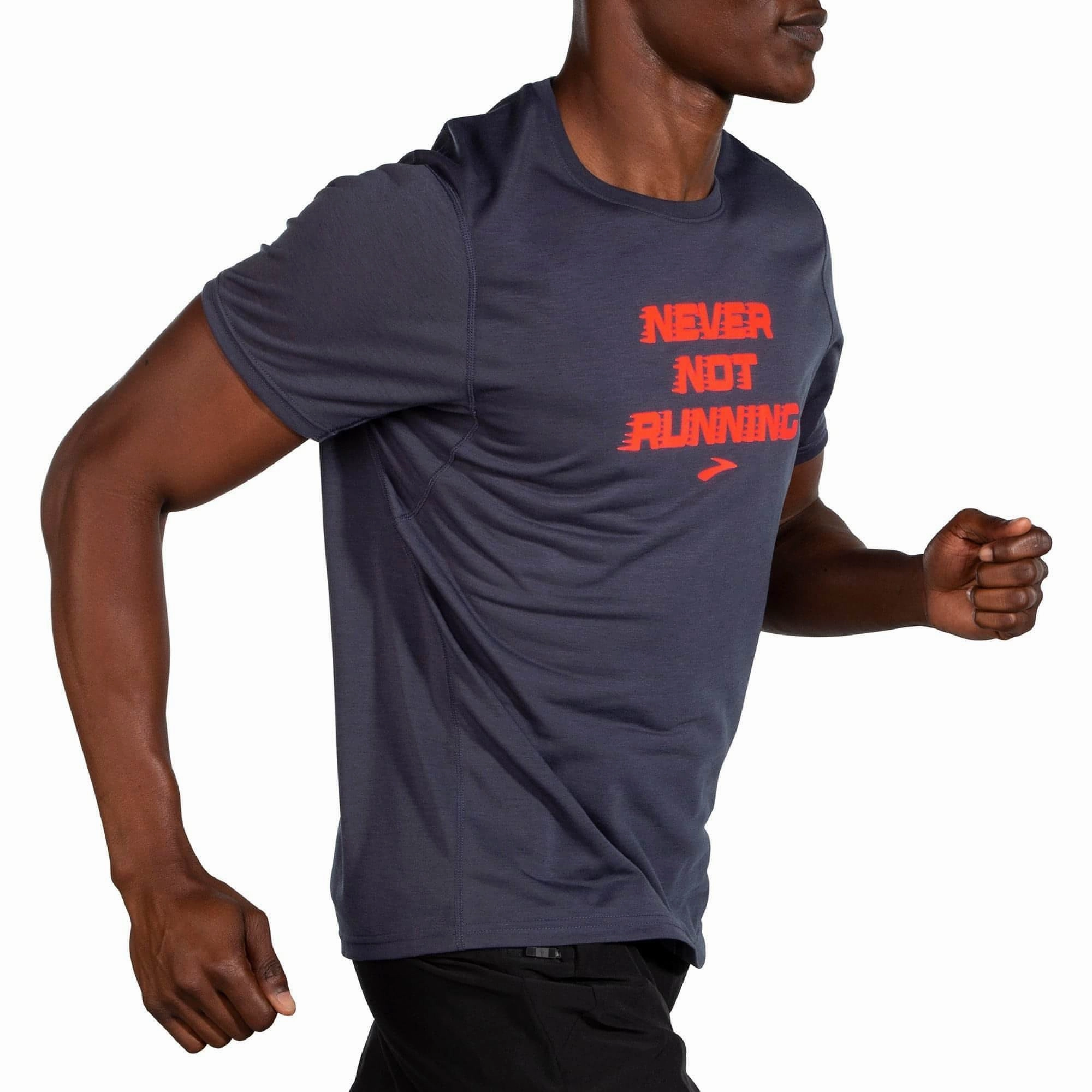 Pastel color Adult sophistication Brooks Distance Graphic Short Sleeve Mens Running Top - Grey