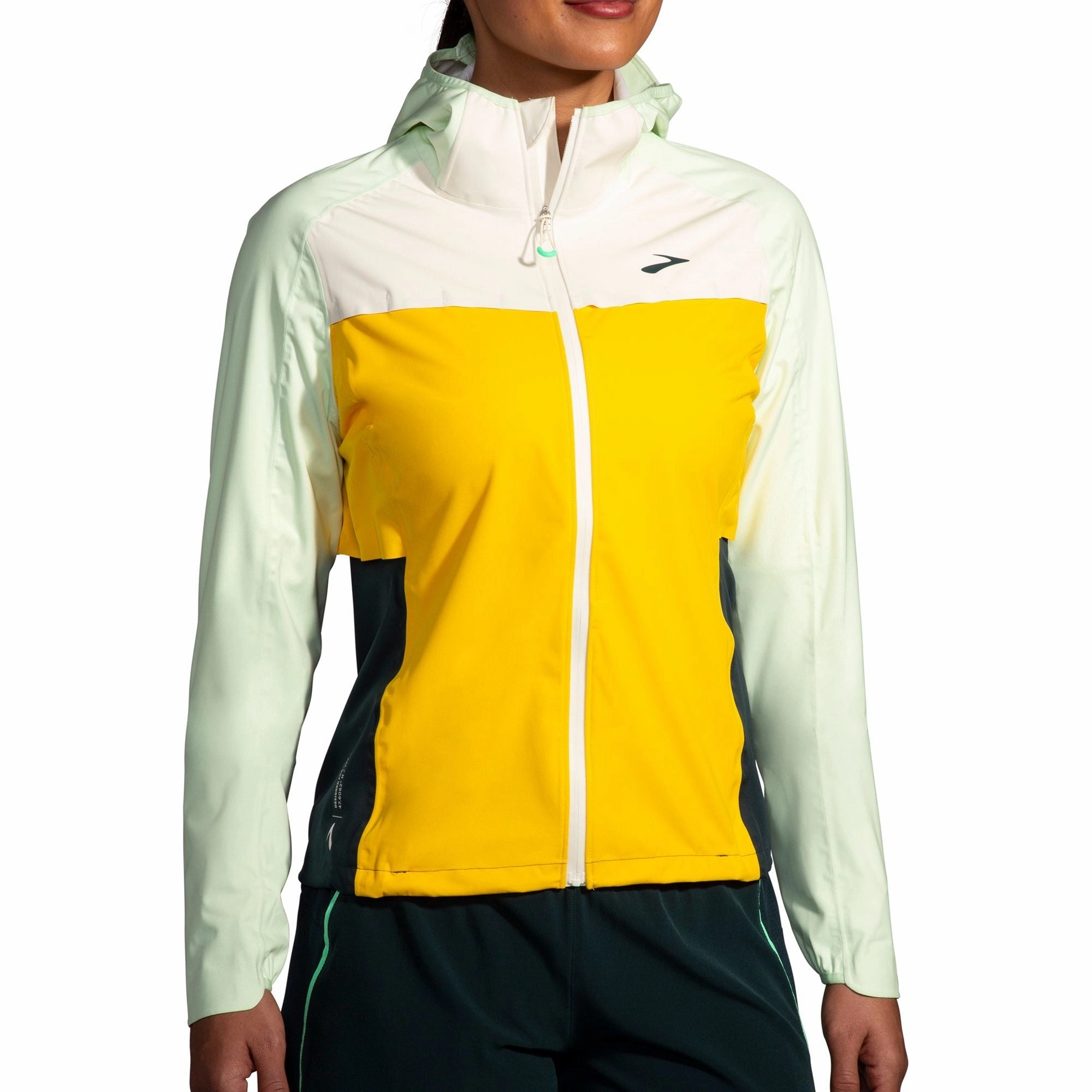 Noise Free Material UV-protection Brooks High Point Waterproof Womens Running Jacket - Yellow