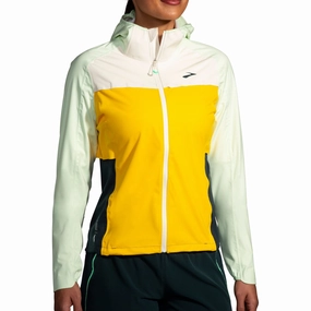 Noise Free Material UV-protection Brooks High Point Waterproof Womens Running Jacket - Yellow