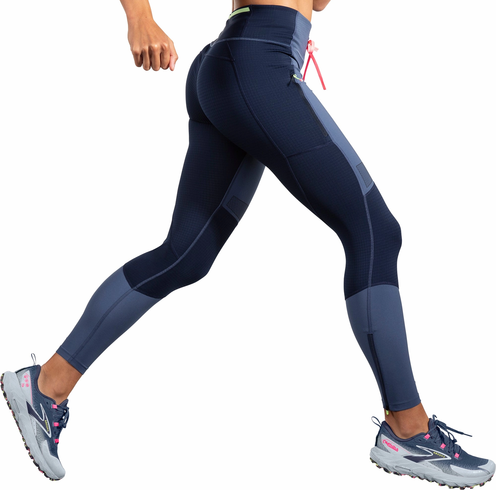 Cropped Brooks High Point Womens Long Running Tights - Blue