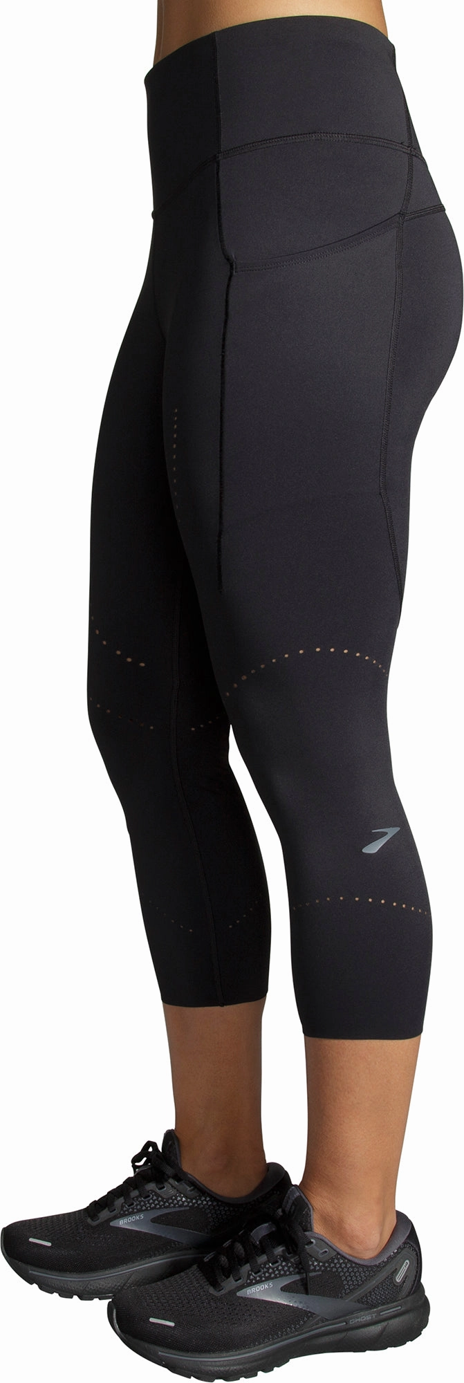 Plaid Fashionable-look Brooks Method 3/4 Capri Womens Running Tights - Black