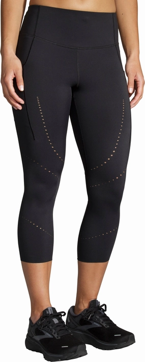 Brooks Method 3/4 Capri Womens Running Tights - Black Stretchable Breathable-fabric-quality