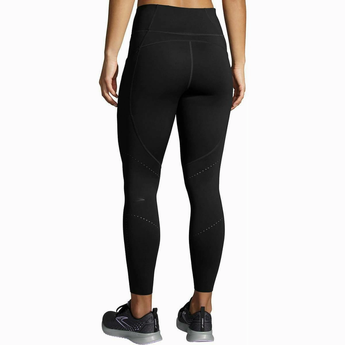 Shiny-appearance Brooks Method Womens 7/8 Running Tights - Black