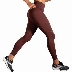 Recyclable Brooks Method Womens 7/8 Running Tights - Red