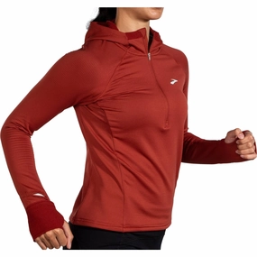 Brooks Notch Thermal 2.0 Womens Running Hoody - Red Wi-Fi Multi Panel Breathable Design