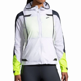 Brooks Run Visible Convertible Womens Running Jacket - White Adaptive Temperature Control Enable