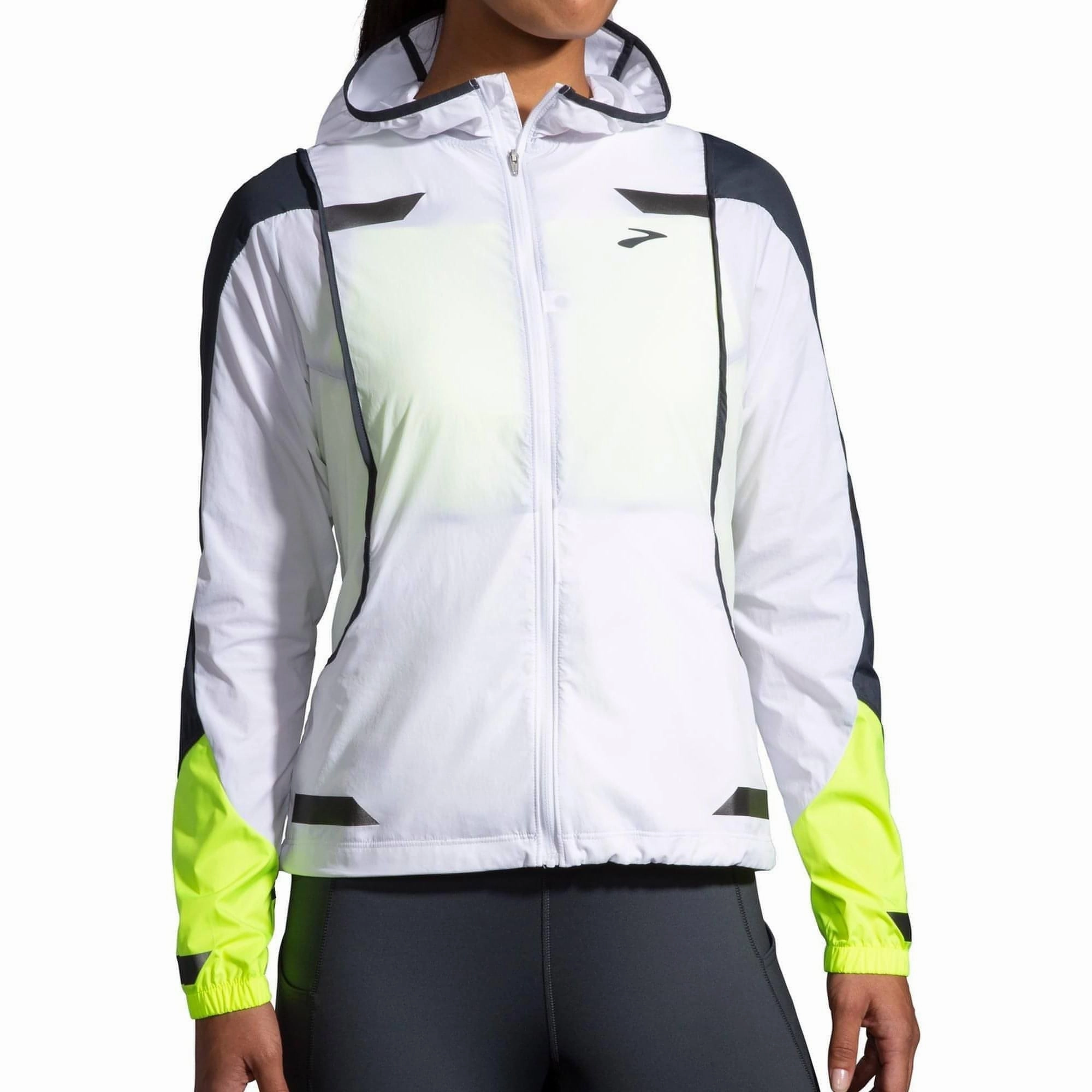 Brooks Run Visible Convertible Womens Running Jacket - White trim Tagless Neck Label