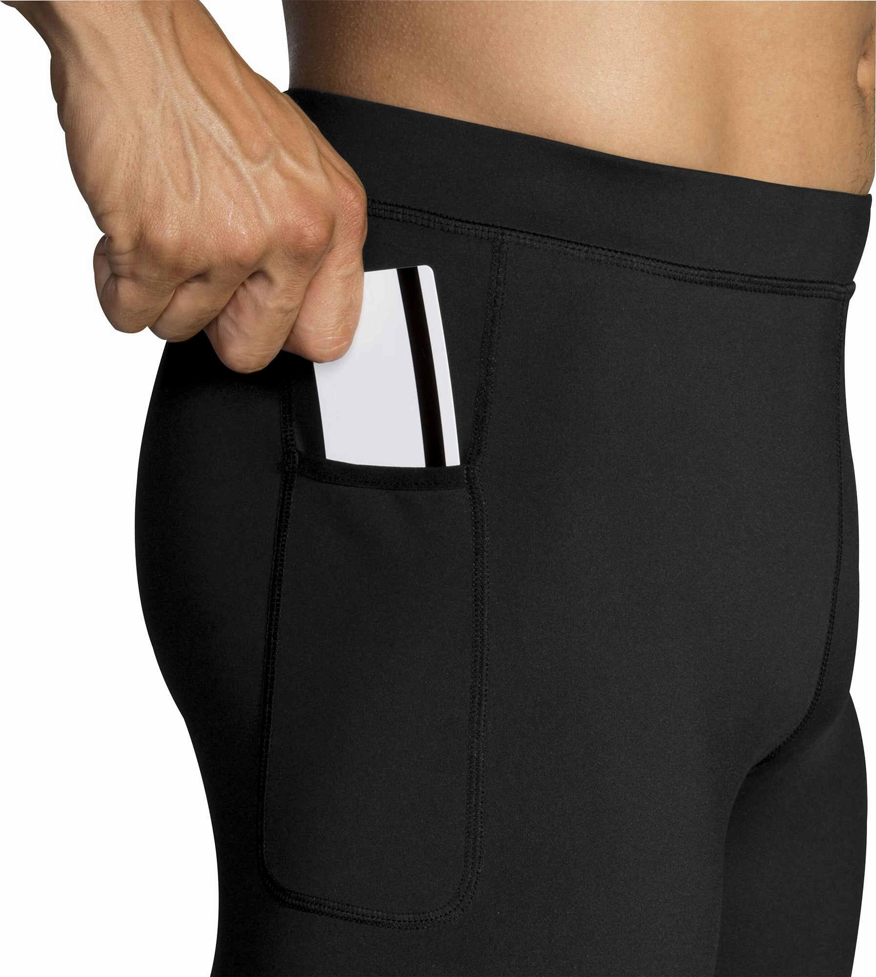 Brooks Source Mens Long Running Tights - Black button fly Stylish-design-element-quality