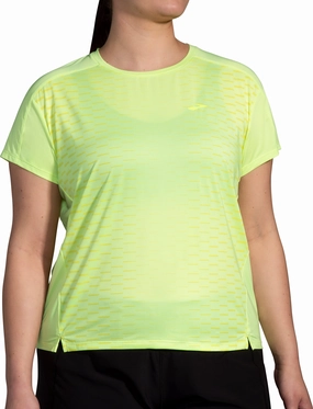 Brooks Sprint Free 2.0 Short Sleeve Womens Running Top - Yellow Flexible Neckband