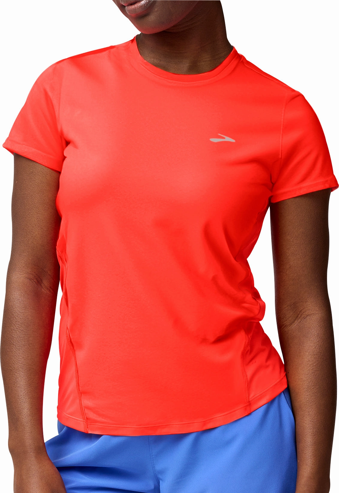 Brooks Sprint Free 3.0 Short Sleeve Womens Running Top - Red Soft Texture Stretch Fabric Technology