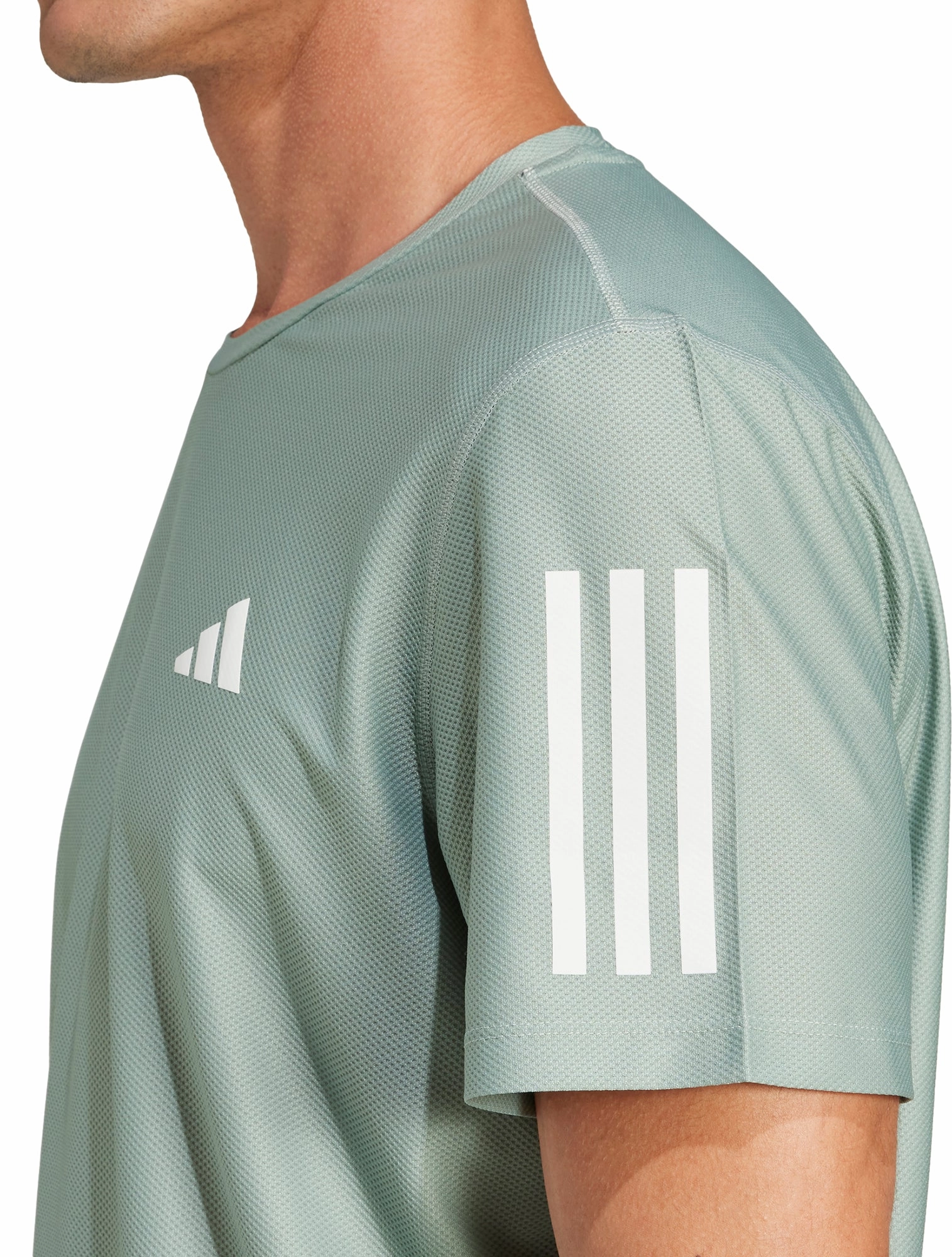 Sublimation Resistant Fabric Seasonal Comfort Style adidas Own The Run Short Sleeve Mens Running Top - Green