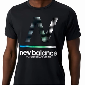 Men's Tenacity Heather Tech SS Print - Black Anti Pilling Treatment